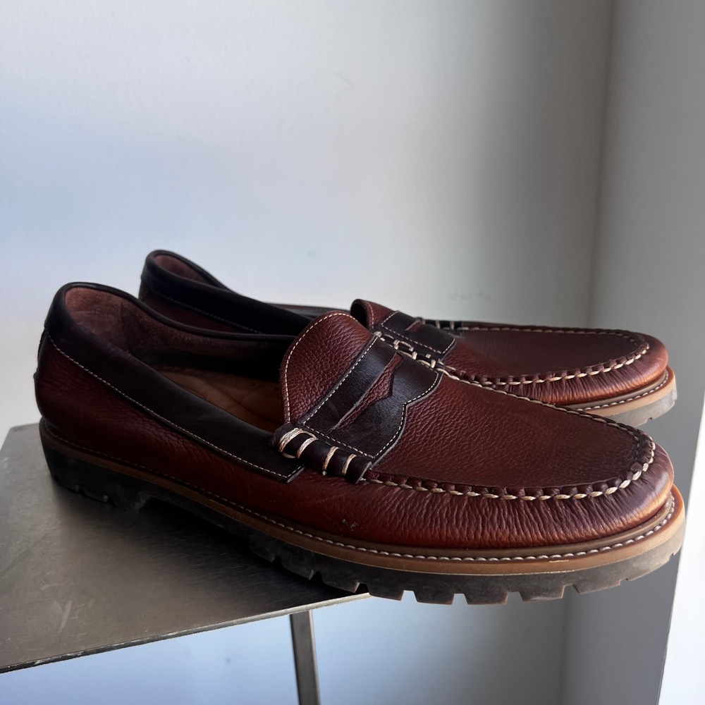 GH Bass Weejuns Lenox Penny Loafers Mens 12 M Brown Leather Lug Sole Shoes